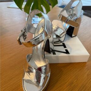 SCHUTZ Penelope Silver High Heel platform Sandals